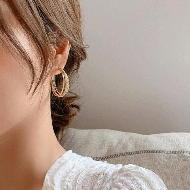 Boucles d'oreilles créoles à trois anneaux en Or 18 Carats✨