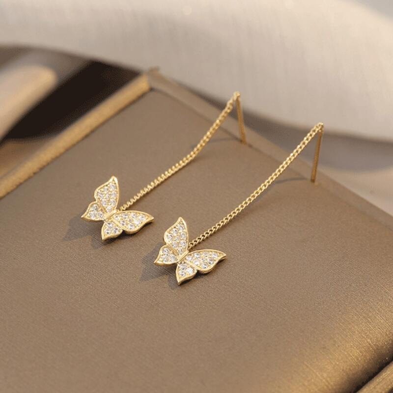 🦋 Boucles d'oreilles papillon en diamant💎