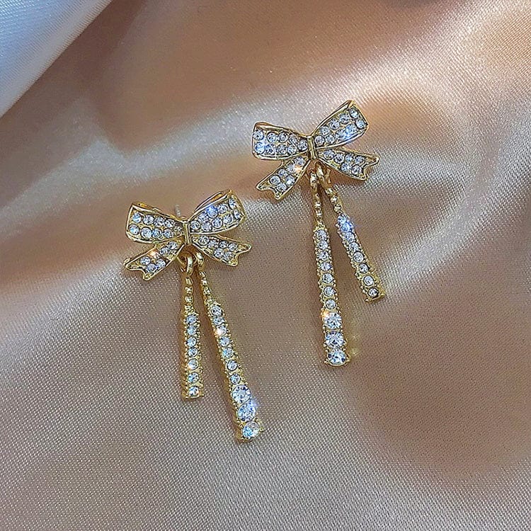 Boucles d'oreilles à pompons avec nœud français Or 18 Carats 🎀
