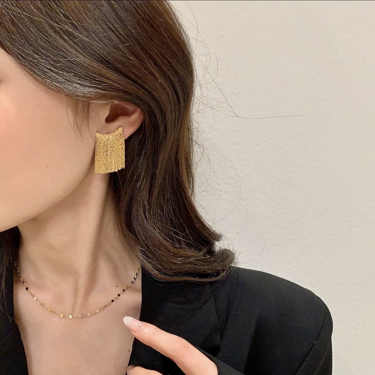 Boucles d'oreilles de luxe cascade et pompon - Plaqué Or 18 Carats✨