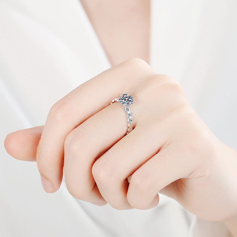 Bague Solitaire Shimmering Bee en Argent Sterling 925 - Diamant Moissanite 1 Carat💎