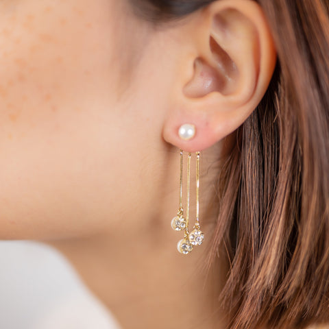 Boucles d'oreilles pendante à perles brillantes ✨