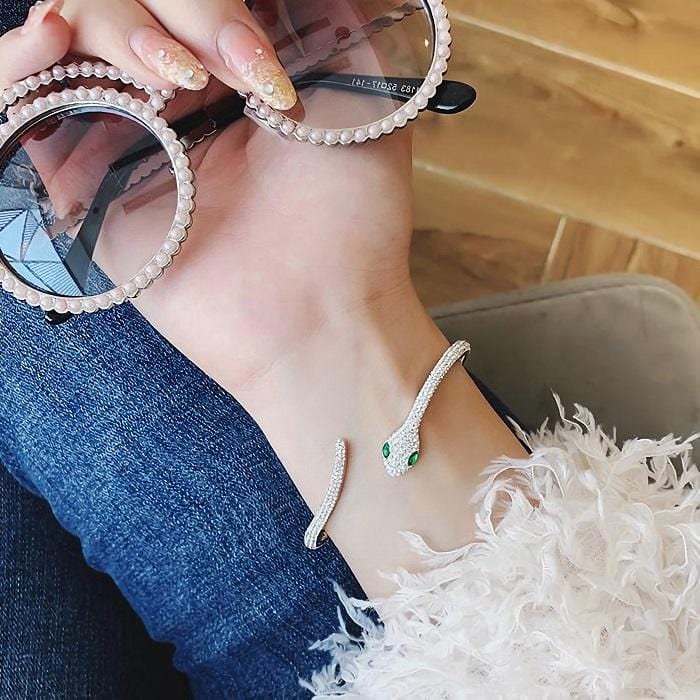 Bracelet serpent Medusa en cristal et zircon