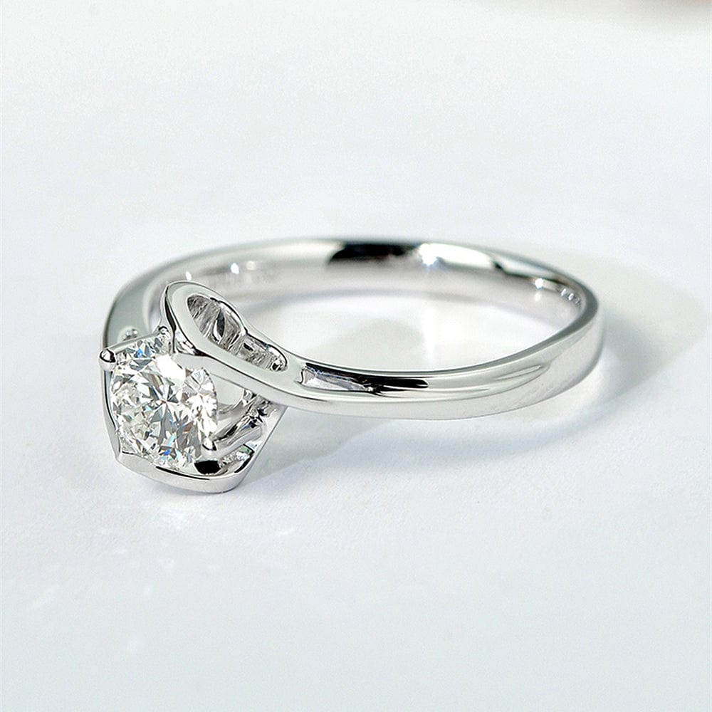 Bague Solitaire Lune de Miel PlaquĂ© Or- Diamant Moissanite 1 Caratđ