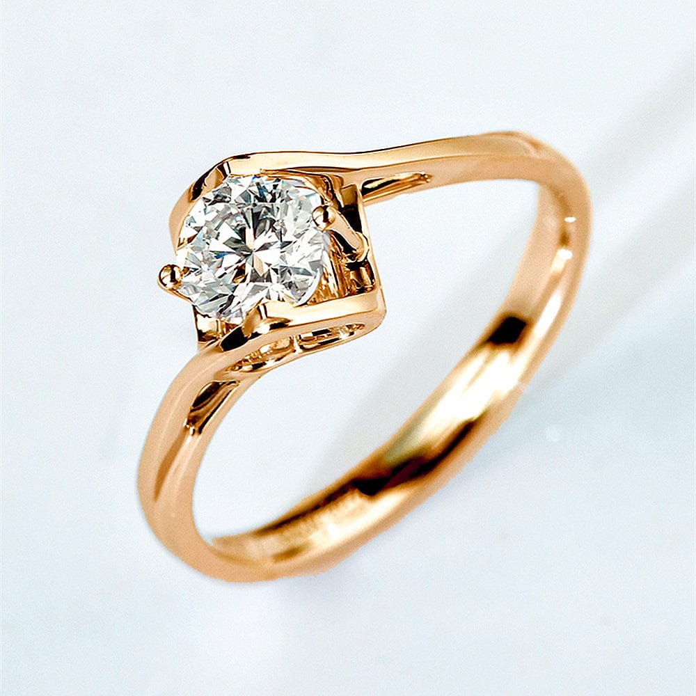 Bague Solitaire Lune de Miel PlaquĂ© Or- Diamant Moissanite 1 Caratđ