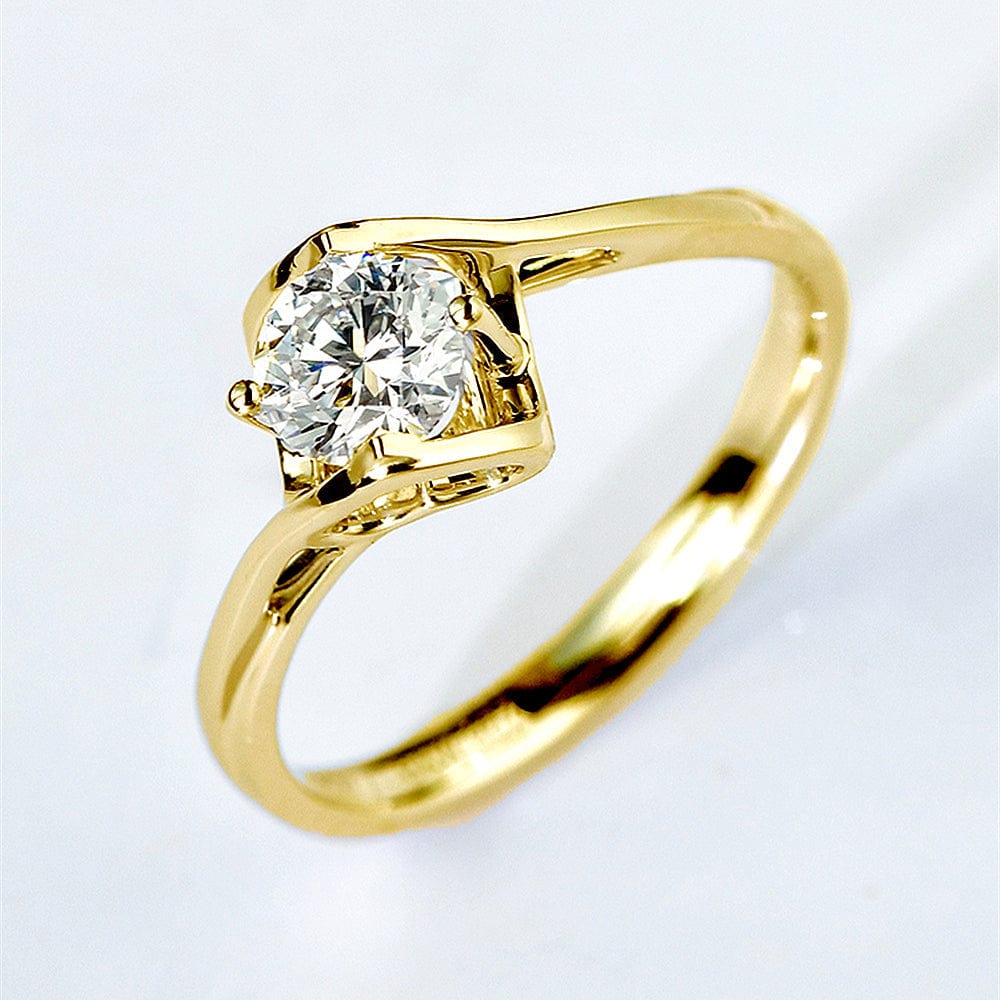 Bague Solitaire Lune de Miel PlaquĂ© Or- Diamant Moissanite 1 Caratđ