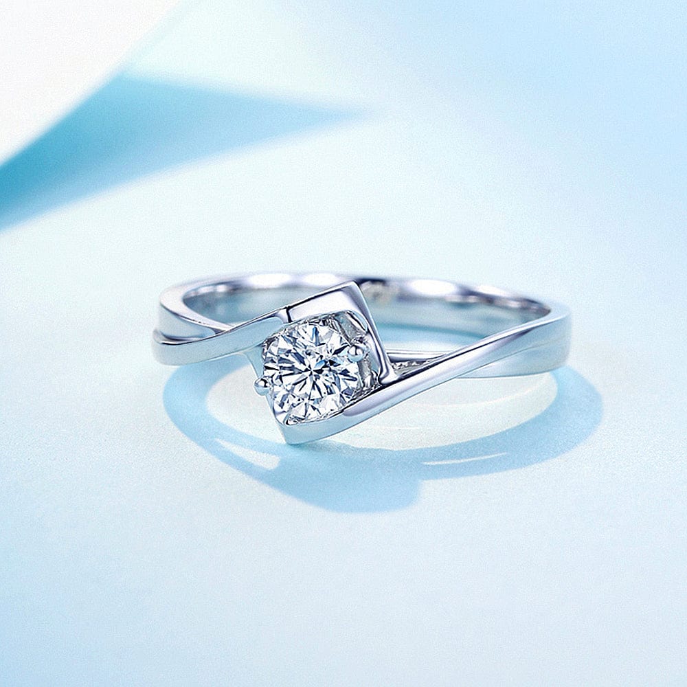 Bague Solitaire Lune de Miel PlaquĂ© Or- Diamant Moissanite 1 Caratđ