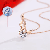 Collier Plume d’Or Rose Beafowl 18ct - Diamant Moissanite 1 Carats💎Loriele™