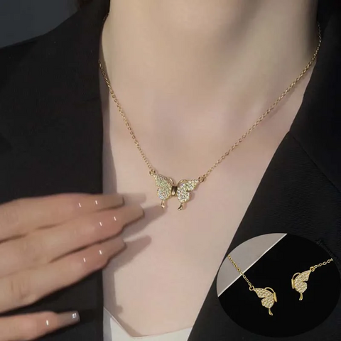 Collier Aile d'Or Aimanté serti de Zircon 💎 - Or 14K Loriele™