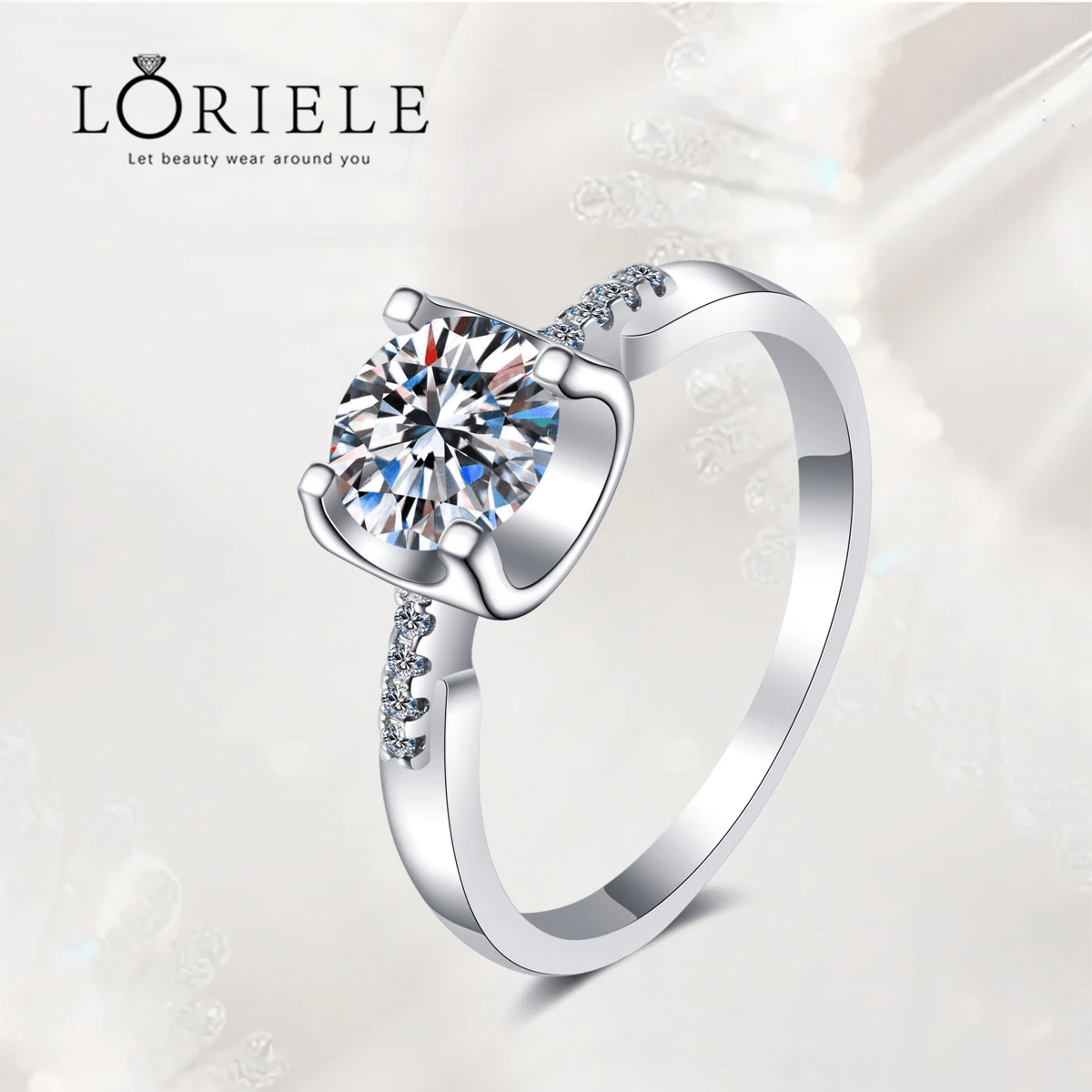 Bague Solitaire  Antares Aurore En Argent Sterling 925 - Diamant Moissanite 1 Carat 💎Loriele™