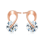 Boucles d'oreilles Nœud Amour Cristallin Or Rose 18ct - Diamant Moissanite 1 Carat 💎