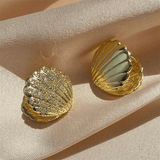 Boucles d'Oreilles Coquillage Marin Plaqué Or 18 Carats🐚