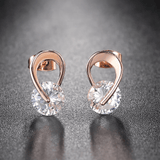 Boucles d'oreilles Nœud Amour Cristallin Or Rose 18ct - Diamant Moissanite 1 Carat 💎