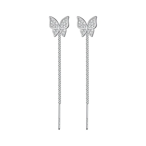 Boucles d'oreilles Papillon pendante Plaqué Or 18cts ou Argent Loriele™