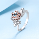 LORIELE - Bague Solitaire Rose Ballerina en Argent Sterling 925 - Diamant Moissanite 1 Carat 💎