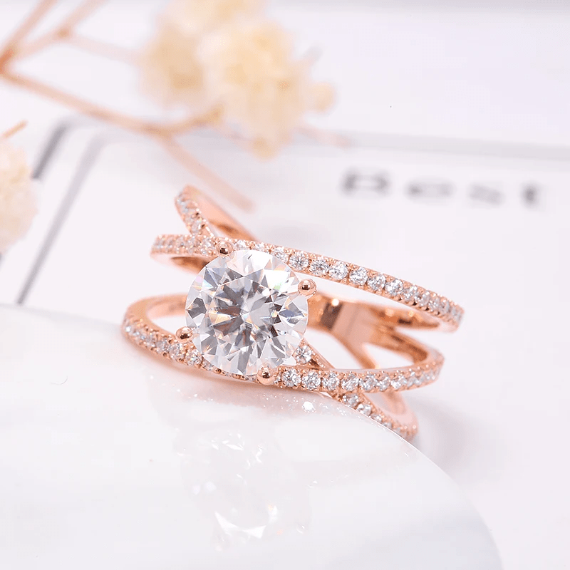 Bague Solitaire Kirin Palace en Or ROSE - Diamant Moissanite 1 Carat 💎