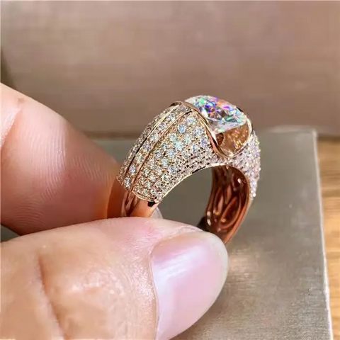 Amara Pavé-bedelring in roségoud - 1 karaat moissanite diamant 💎