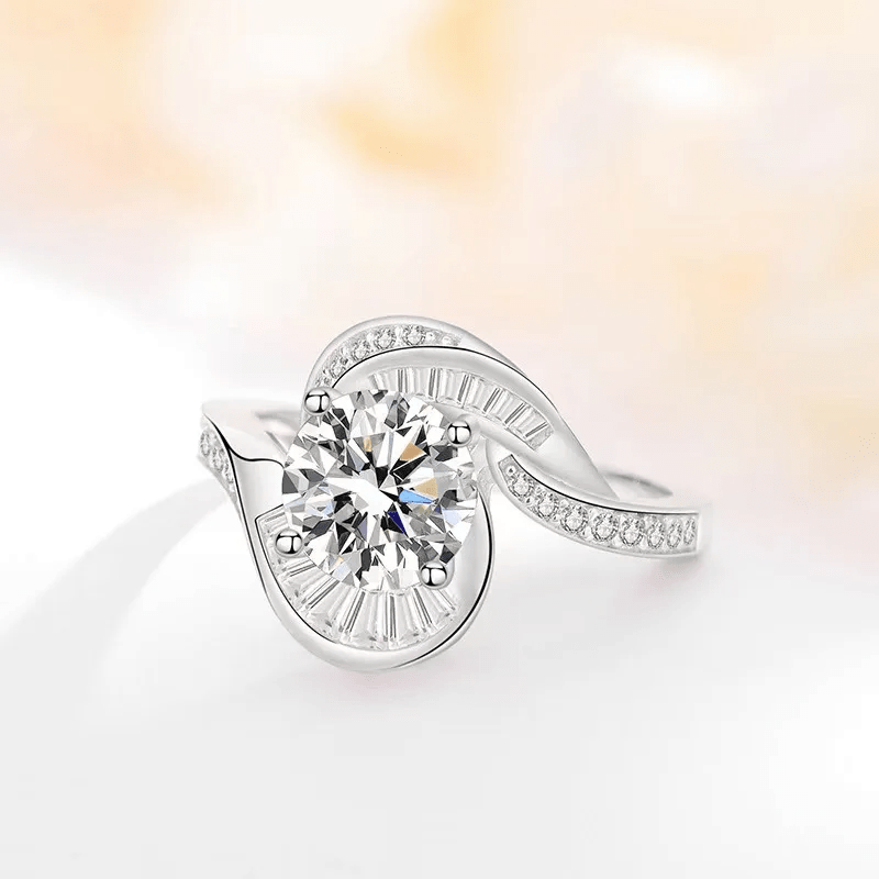 Bague Solitaire Héra Spirale En Argent Sterling 925 - Diamant Moissanite 1 Carat 💎