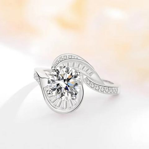 Bague Solitaire Héra Spirale En Argent Sterling 925 - Diamant Moissanite 1 Carat 💎