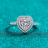 Bague Halo Cœur Promesse En Argent Sterling 925 - Diamant Moissanite 1 Carat 💎