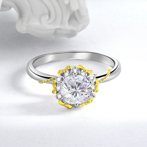 Bague Sceptre Impérial Griffe D'Or en Argent Sterling 925 - Diamant Moissanite 1 Carat💎