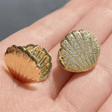 Boucles d'Oreilles Coquillage Marin Plaqué Or 18 Carats🐚