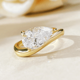 Bague Valse Dorée Arabesque Plaqué Or jaune 18cts- Diamant Moissanite 2 Carats 💎