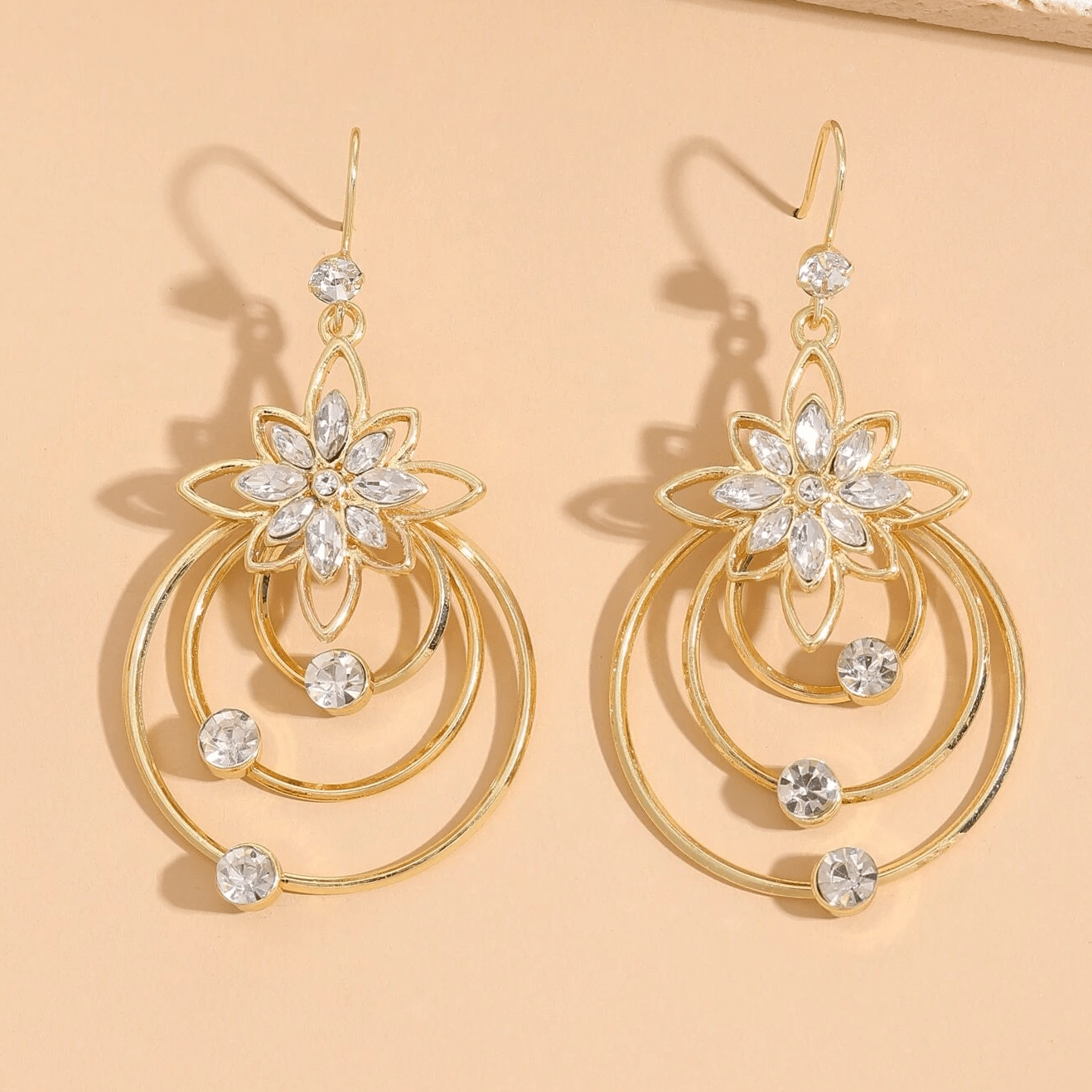 Boucles d'oreilles Fleur de Cristal Plaqué Or 18 Carats Loriele™