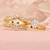 Ensembles de bagues Couronne Étoile d’Or Plaqué 18cts - Diamant Moissanite 1 Carat 💎