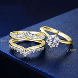 Ensembles de bagues Couronne Étoile d’Or Plaqué 18cts - Diamant Moissanite 1 Carat 💎