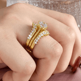 Ensembles de bagues Couronne Étoile d’Or Plaqué 18cts - Diamant Moissanite 1 Carat 💎