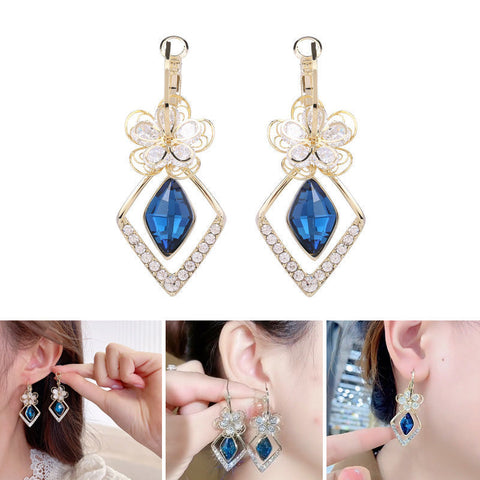 Boucles d'oreilles Fleur de Crystal en Losange en Or 18 Carats - Loriele™