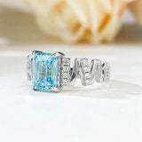 Bague Cocktail Crystal Blue Moissanite - Argent Sterling 925💎