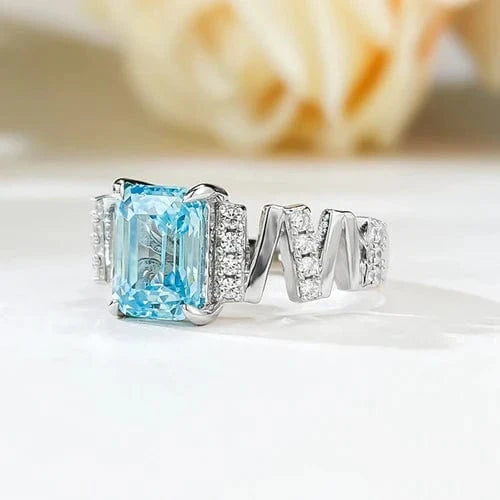 Bague Cocktail Crystal Blue Moissanite - Argent Sterling 925💎