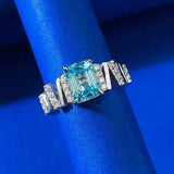 Bague Cocktail Crystal Blue Moissanite - Argent Sterling 925💎