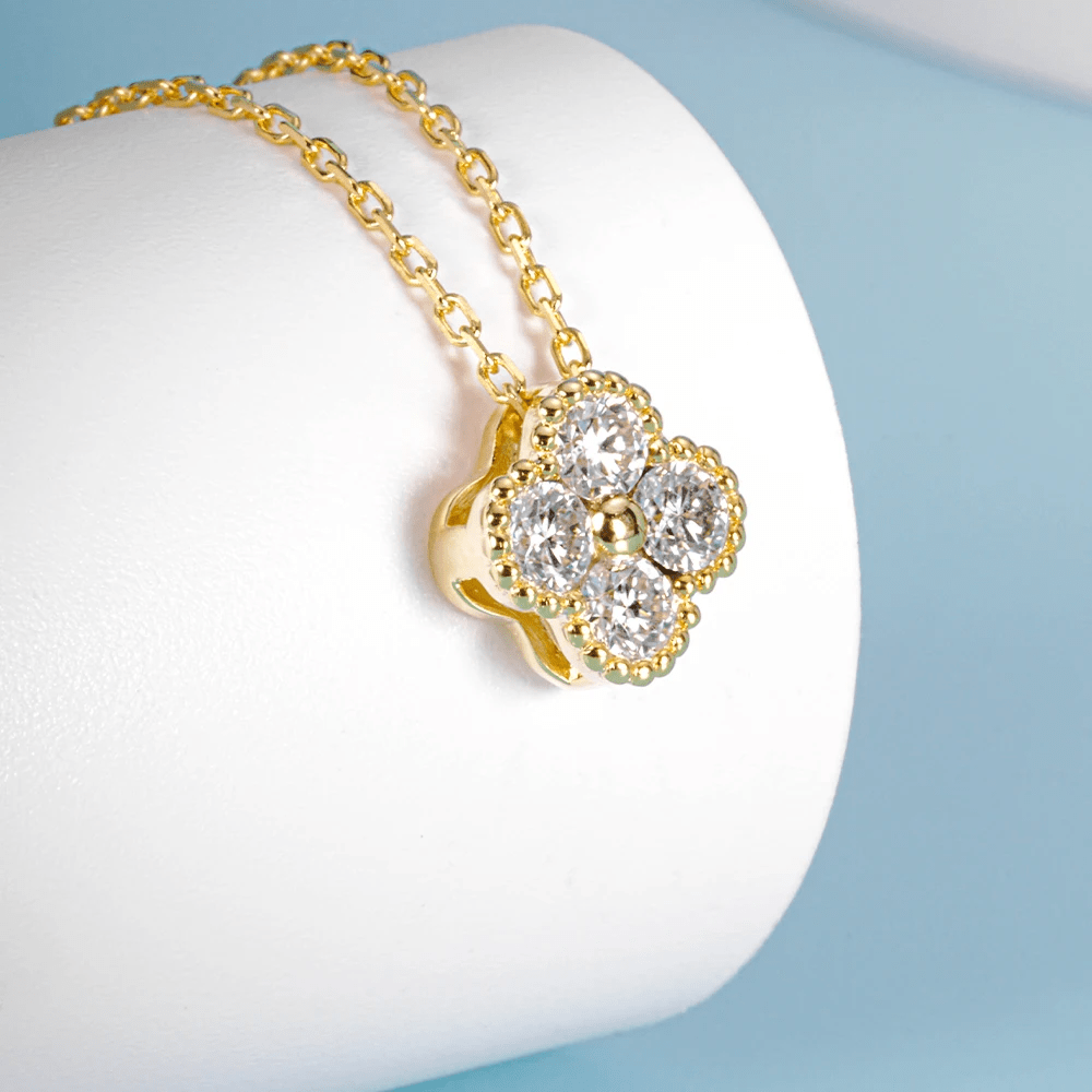 Collier Gold Clover Plaqué Or 18 carats - Diamant Moissanite 1 Carats💎Loriele™