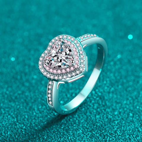 Bague Halo Cœur Promesse En Argent Sterling 925 - Diamant Moissanite 1 Carat 💎
