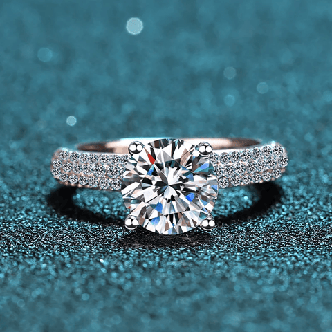 Bague Solitaire Cascade de Diamant  En Argent Sterling 925 - Diamant Moissanite 1 Carat 💎Loriele™