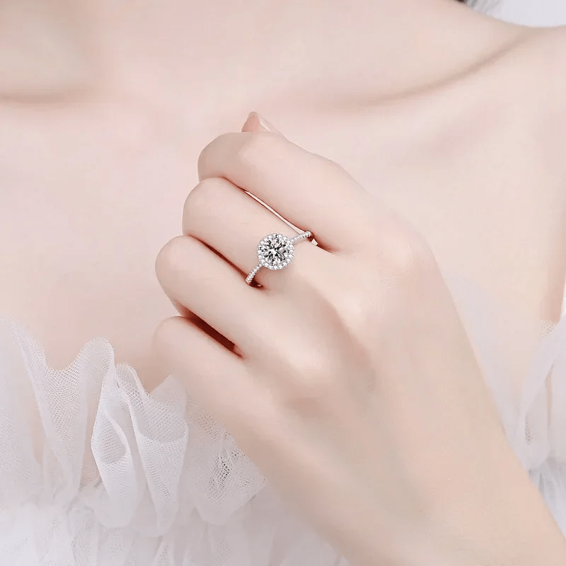 Bague De Fiançailles En Moissanite 1CT - Argent 925 Plaqué Or Blanc - Couleur D VVS1 - Brillant éclatant - Cadeau Femme - 9