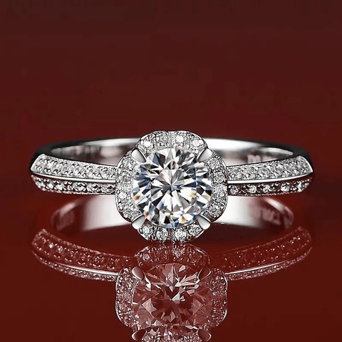 Bague Solitaire pavé Éclat d'Aphrodite Argent Sterling 925 - Diamant Moissanite 1 Carat 💎