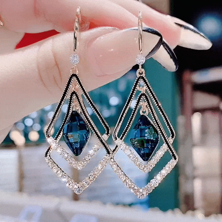 Boucles d'oreilles saphir en losange💃 la tendance du moment✨