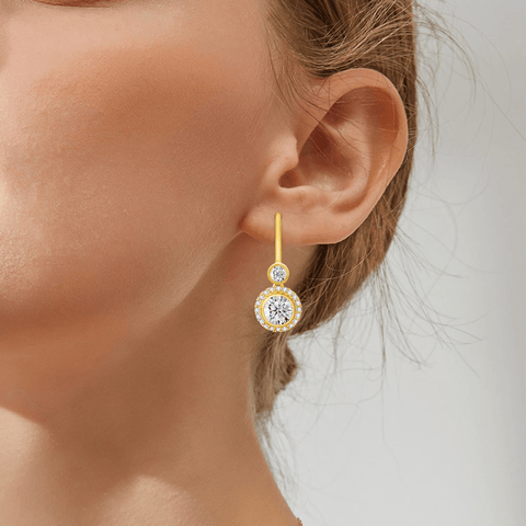 Boucles d'oreilles Éclat Royal Plaqué Or 18cts - Diamant Moissanite 1 Carat 💎