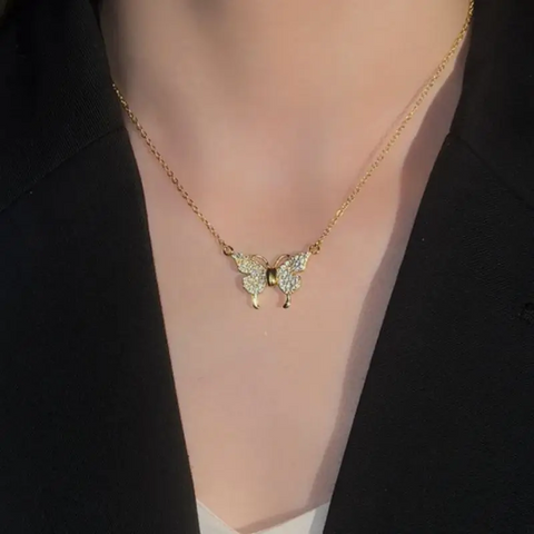 Collier Aile d'Or Aimanté serti de Zircon 💎 - Or 14K Loriele™