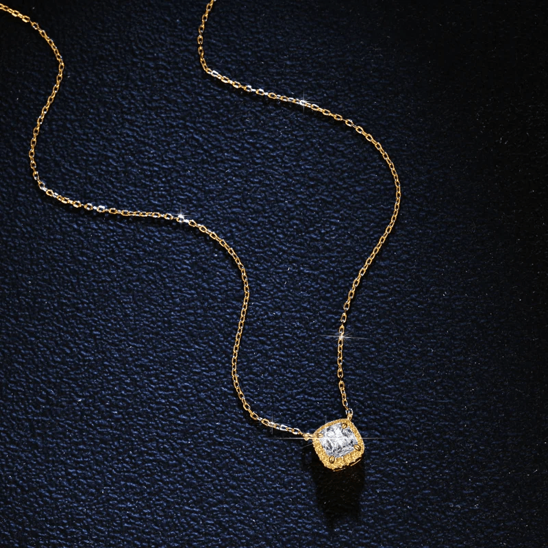 Collier Or Halo de Solstice Plaqué 18cts - Diamant Moissanite 1 Carats💎Loriele™
