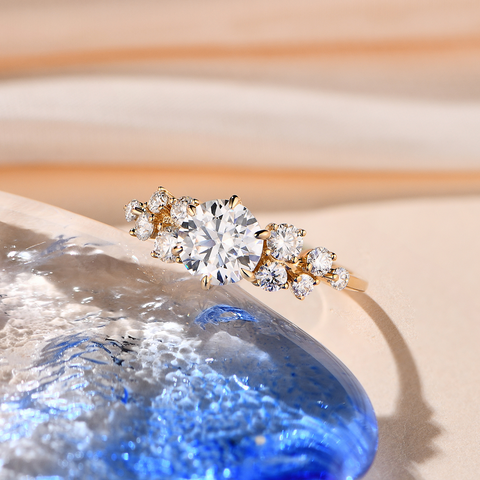 Gold Celestin Ring mit 2 Karat -Diamanten 💎