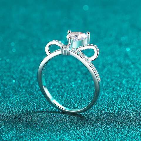 Bague Bow Étreinte d'Amour en Argent Sterling 925 - Diamant Moissanite 1 Carat 💎