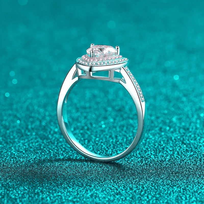 Bague Halo Cœur Promesse En Argent Sterling 925 - Diamant Moissanite 1 Carat 💎