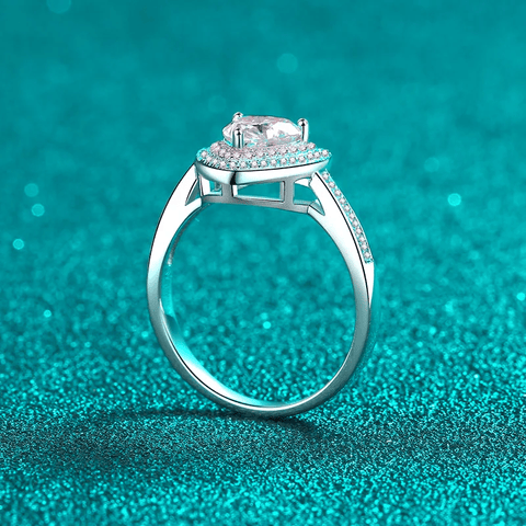 Bague Halo Cœur Promesse En Argent Sterling 925 - Diamant Moissanite 1 Carat 💎
