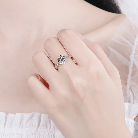 Bague Solitaire Torsion de Lueur Azurée En Argent Sterling 925 - Diamant Moissanite 1 Carat 💎Loriele™