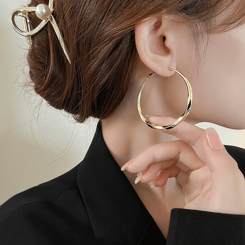 Boucles d'oreilles Créole Twist Plaqué Or 18 Carats - Loriele™